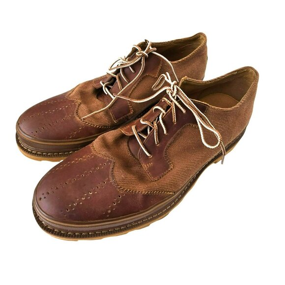 Sorel Mens Brown Leather Canvas Oxford Shoes Madison Lace  display picture 1